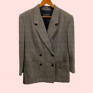 Vintage 80’s-90’s wool blend luxury power double breasted blazer tweed boujee